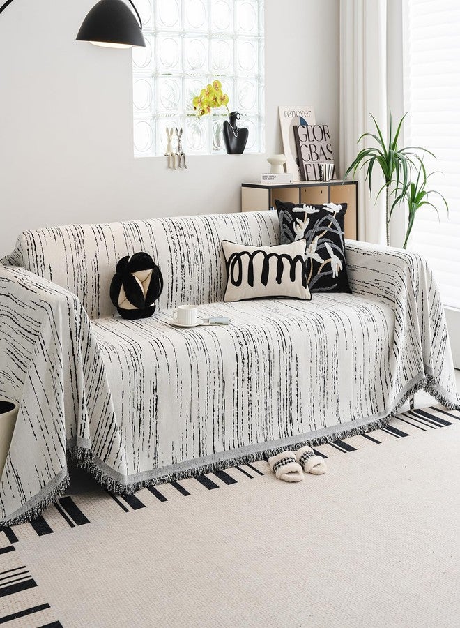 WEYOND Chenille Couch Cover Pet Friendly, Sofa Cover Washable, Reversible Sofa Slipcover for Sectional Sofa, Loveseat, 2 or 3 Cushion Couch, Corner Sofa, Futon Cover (71" X 118", White) - Image 1